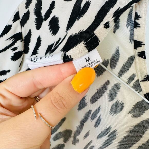 SOMEDAYS LOVIN REVOLVE Black White Abstract Print Tunic Open Shift Shirt Dress M - Picture 7 of 9